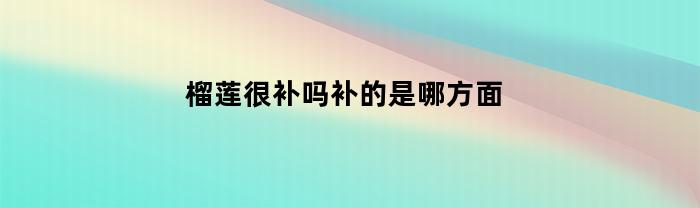 榴莲很补吗补的是哪方面