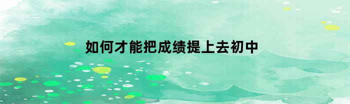 如何才能把成绩提上去初中