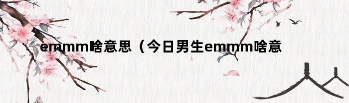 emmm啥意思(今日男生emmm啥意思)