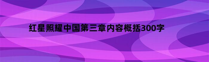 红星照耀中国第三章内容概括300字