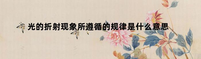 光的折射现象所遵循的规律是什么意思