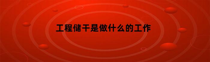 工程储干是做什么的工作