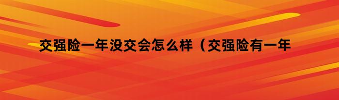 交强险一年没交会怎么样（交强险有一年没交会怎样）