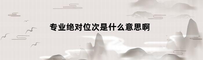 专业绝对位次是什么意思啊