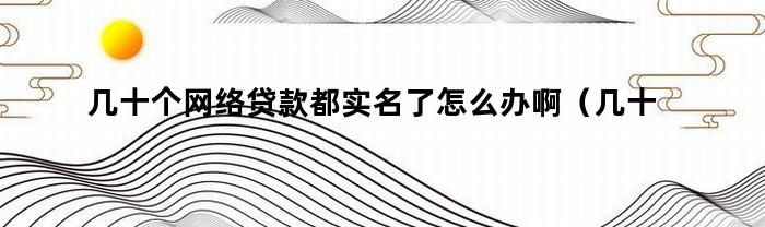 几十个网络贷款都实名了怎么办啊（几十个网络贷款都实名了怎么办理）