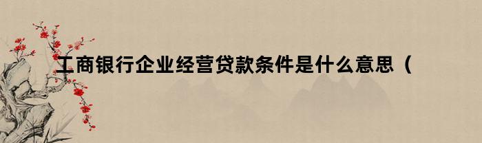 工商银行企业经营贷款条件是什么意思（工商银行企业经营贷款条件是什么样的）