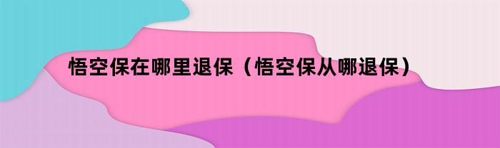 悟空保在哪里退保（悟空保从哪退保）