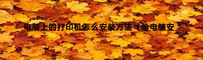 电脑上的打印机怎么安装方法(给电脑安装打印机的方法)