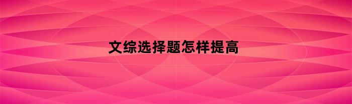 文综选择题怎样提高