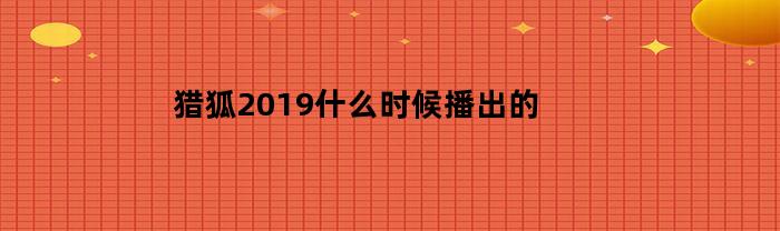 猎狐2019什么时候播出的