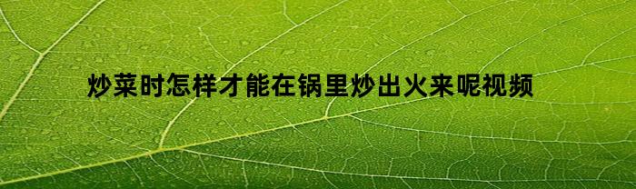 炒菜时怎样才能在锅里炒出火来呢视频