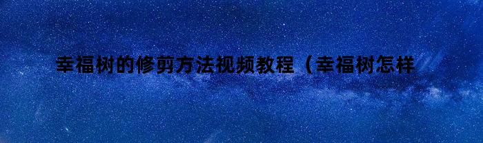 幸福树的修剪方法视频教程（幸福树怎样修剪求视频）