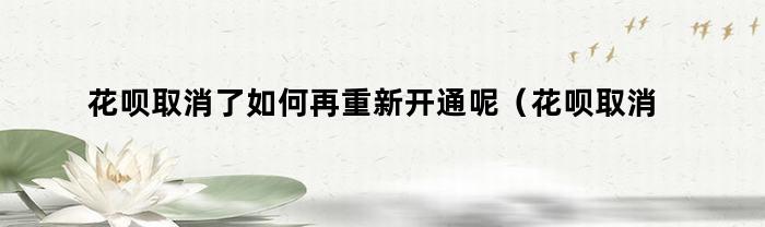 花呗取消了如何再重新开通呢（花呗取消了如何再重新开通额度）