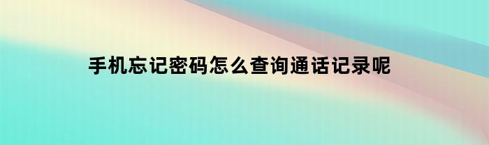 手机忘记密码怎么查询通话记录呢