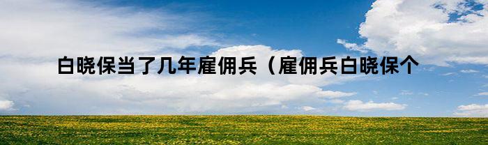 白晓保当了几年雇佣兵（雇佣兵白晓保个人资料）