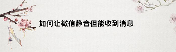 如何设置微信静音但保持接收消息功能？