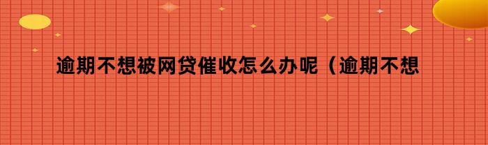 逾期不想被网贷催收怎么办呢（逾期不想被网贷催收怎么办理）