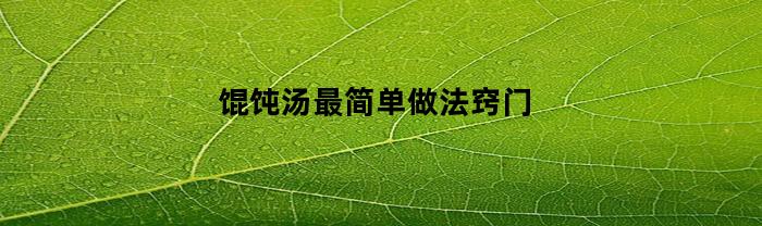 馄饨汤最简单做法窍门