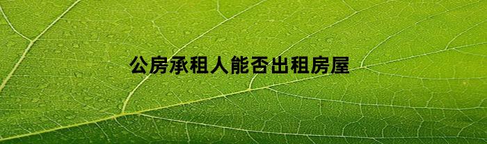 公房承租人能否出租房屋