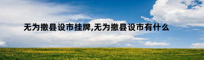 无为撤县设市挂牌,无为撤县设市有什么好处吗（无为撤县设市挂牌,无为撤县设市有什么好处和坏处）