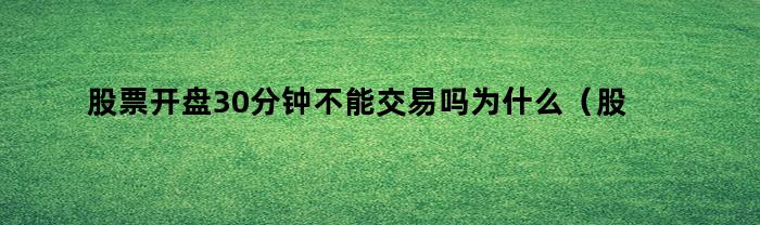 股票开盘30分钟不能交易吗为什么(股票开盘30分钟不能交易吗)
