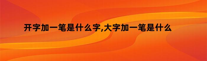 开字加一笔是什么字,大字加一笔是什么字（开字加一笔是什么字啊）