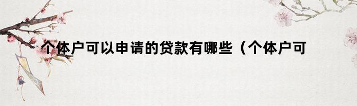 个体户可以申请的贷款有哪些（个体户可以申请的贷款有哪些类型）