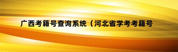 广西考籍号查询系统（河北省学考考籍号查询）