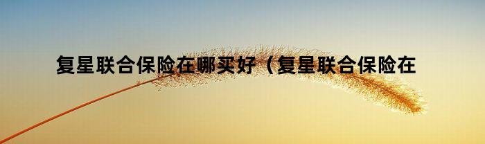 复星联合保险在哪买好（复星联合保险在哪买比较好）