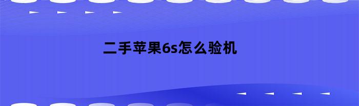二手苹果6s怎么验机
