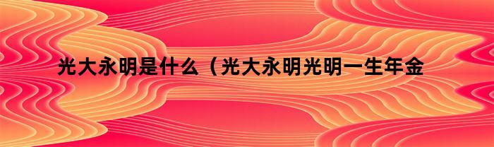 光大永明是什么（光大永明光明一生年金险）