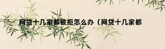 网贷十几家都被拒怎么办（网贷十几家都被拒怎么办理）