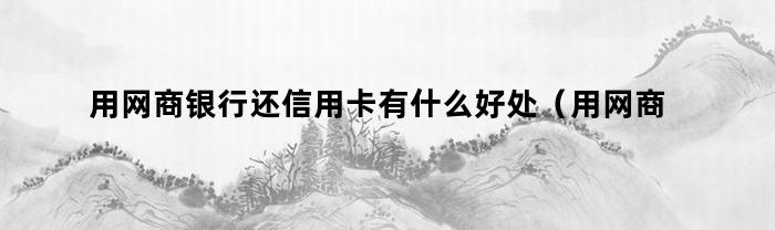 用网商银行还信用卡有什么好处(用网商银行还信用卡有什么好处嘛)