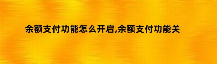 余额支付功能怎么开启,余额支付功能关闭了怎么开通呢（余额支付功能如何开启）