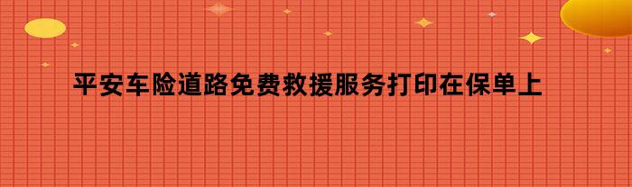 平安车险道路免费救援服务打印在保单上面吗安全吗（平安车险的保单自助打印）