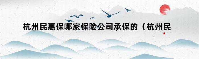 杭州民惠保哪家保险公司承保的（杭州民惠保哪家保险公司承保好）