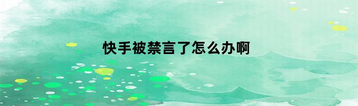 快手被禁言了怎么办啊