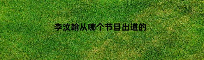 李汶翰从哪个节目出道的