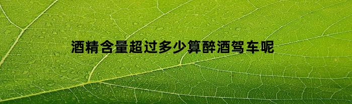 酒精含量超过多少算醉酒驾车呢