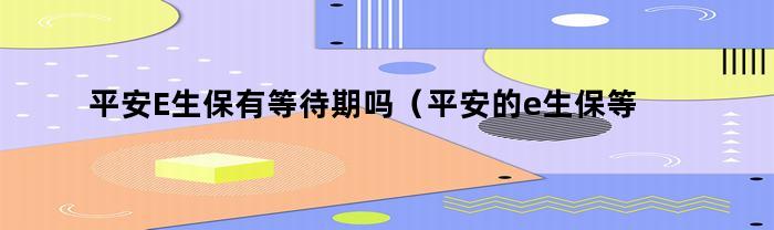 平安E生保有等待期吗(平安的e生保等待期是多长时间)