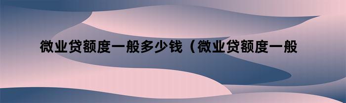 微业贷额度一般多少钱(微业贷额度一般多少)