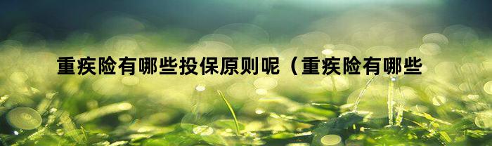 重疾险有哪些投保原则呢（重疾险有哪些投保原则和要求）