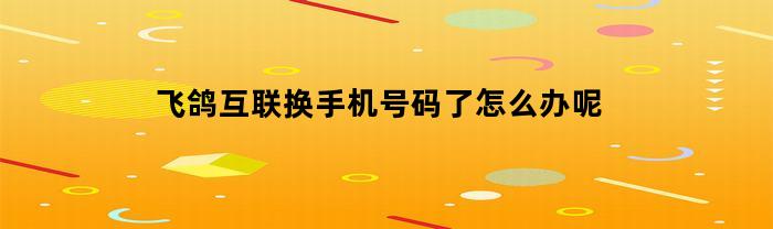 飞鸽互联换手机号码了怎么办呢