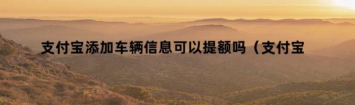 支付宝添加车辆信息可以提额吗(支付宝添加车辆信息可以提额吗安全吗)