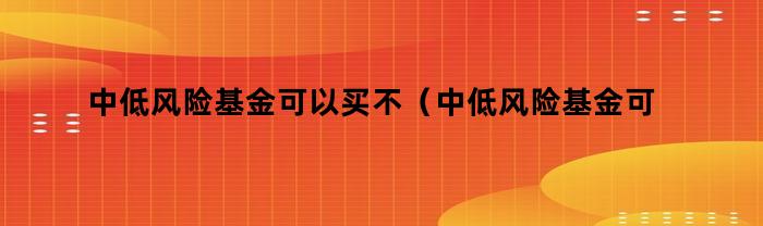 中低风险基金可以买不（中低风险基金可以买吗）