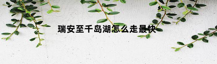 瑞安至千岛湖怎么走最快