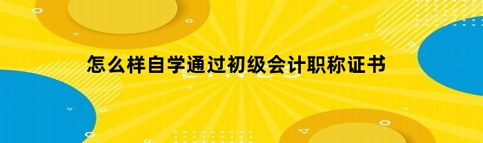 怎么样自学通过初级会计职称证书