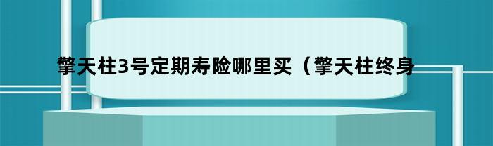 擎天柱3号定期寿险哪里买(擎天柱终身寿险)