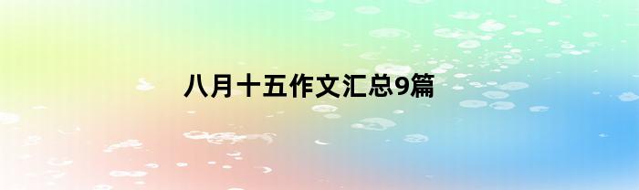 八月十五作文汇总9篇