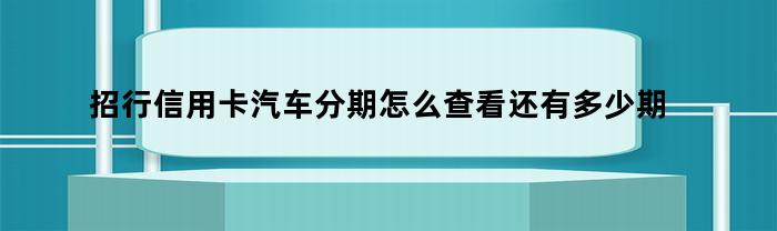 招行信用卡汽车分期怎么查看还有多少期(招行信用卡汽车分期怎么查看还有多少期还款)